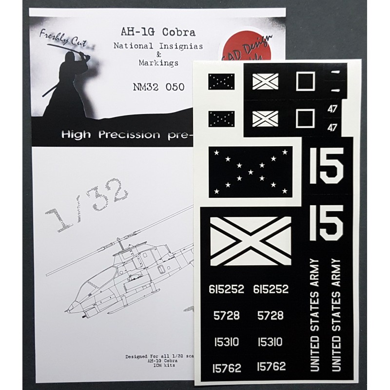 Figurine format compact: Masques de peinture d'insignes nationaux Bell AH-1G Cobra (conçus pour être utilisés avec les kits ICM)