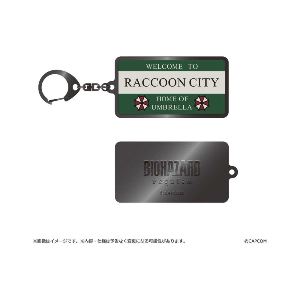 Belle Figurine: Resident Evil Requiem porte-clés en métal Raccoon City Welcome Sign