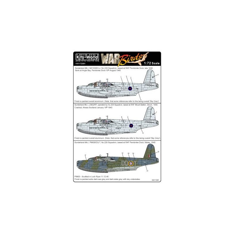 Visuelle Collection: Décal Short Sunderland Mk.I - N6135/BH-U- RAF Pembroke Dock, 1938, Short Sunderland Mk.I L5802/RF