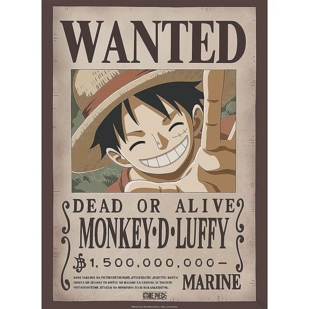 Belle Design look soigné: One Piece - Poster - Wanted Luffy