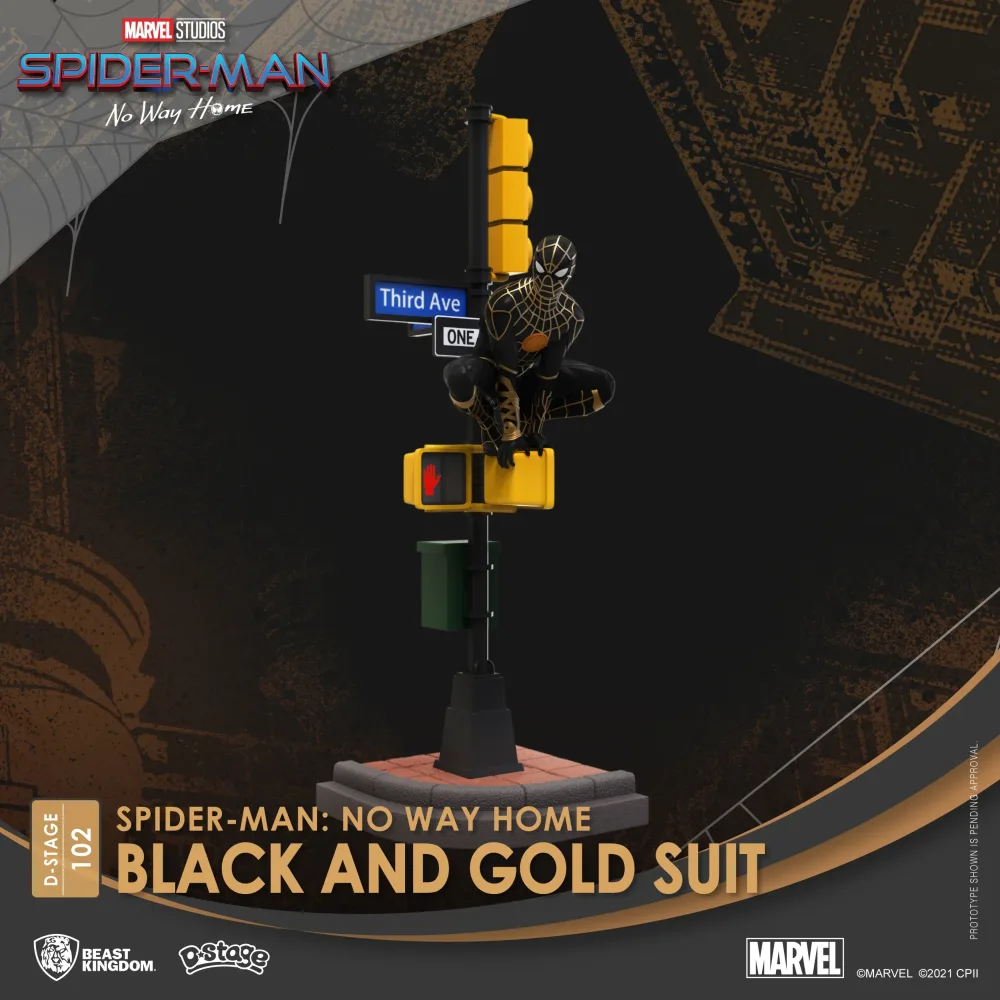 Décoration pour étagère: Spider Man - Figurine Black and Gold Suit Diorama Stage 102
