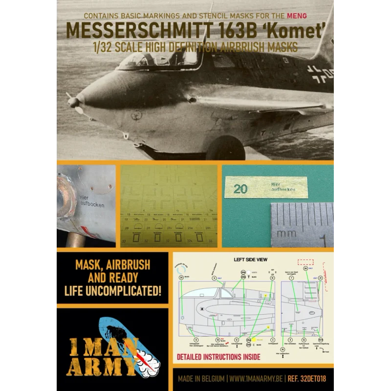 Sélection belle présence: Messerschmitt Me-163B Komet pochoir haute définition et masques de peinture d'insignes nationaux (conçus pour être utilisés avec