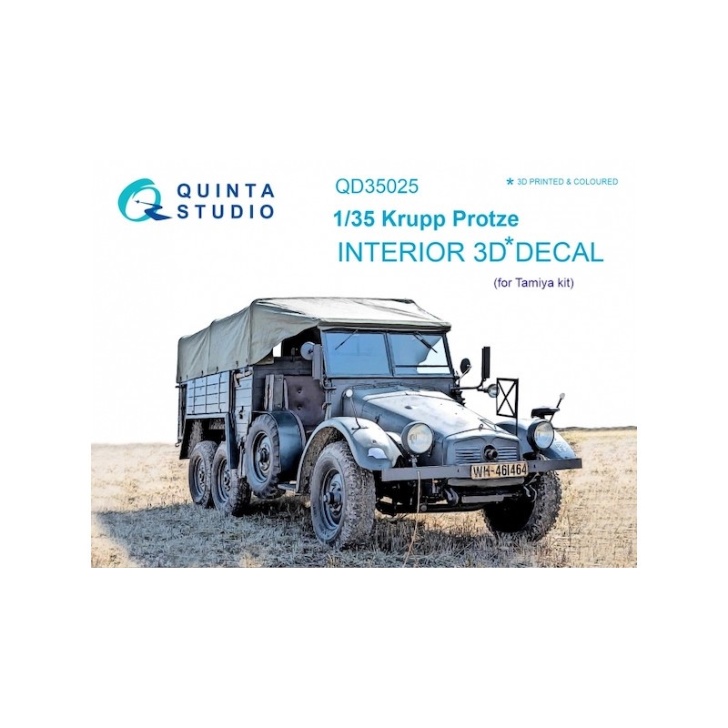 Rétro Modèle pour vitrine: Décalcomanie Intérieur Krupp Protze imprimé en 3D et coloré sur papier autocollant (pour kit Tamiya)