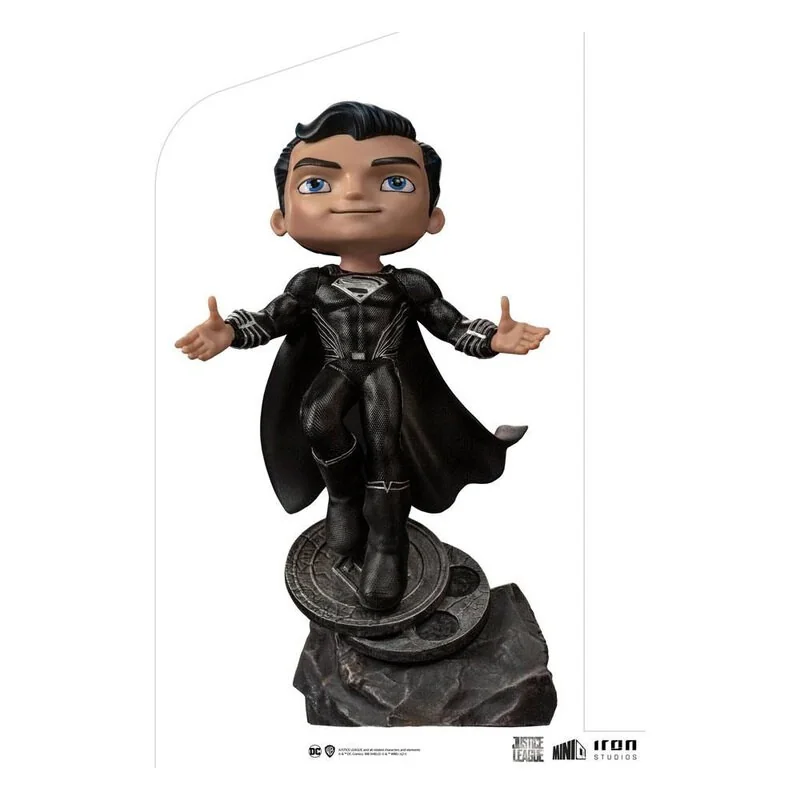 Belle Statue pour collection: Justice League figurine Mini Co. Deluxe PVC Superman Black Suit 18 cm