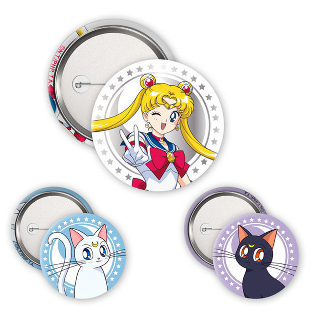 Figurine collection à exposer: Sailor Moon - Badges - Sailor Moon, Luna & Artemis