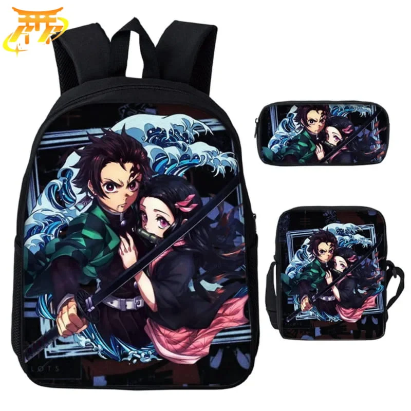 Stylée Vitrine: Cartable avec Trousse et Sacoche Tanjiro & Nezuko - Demon Slayer™