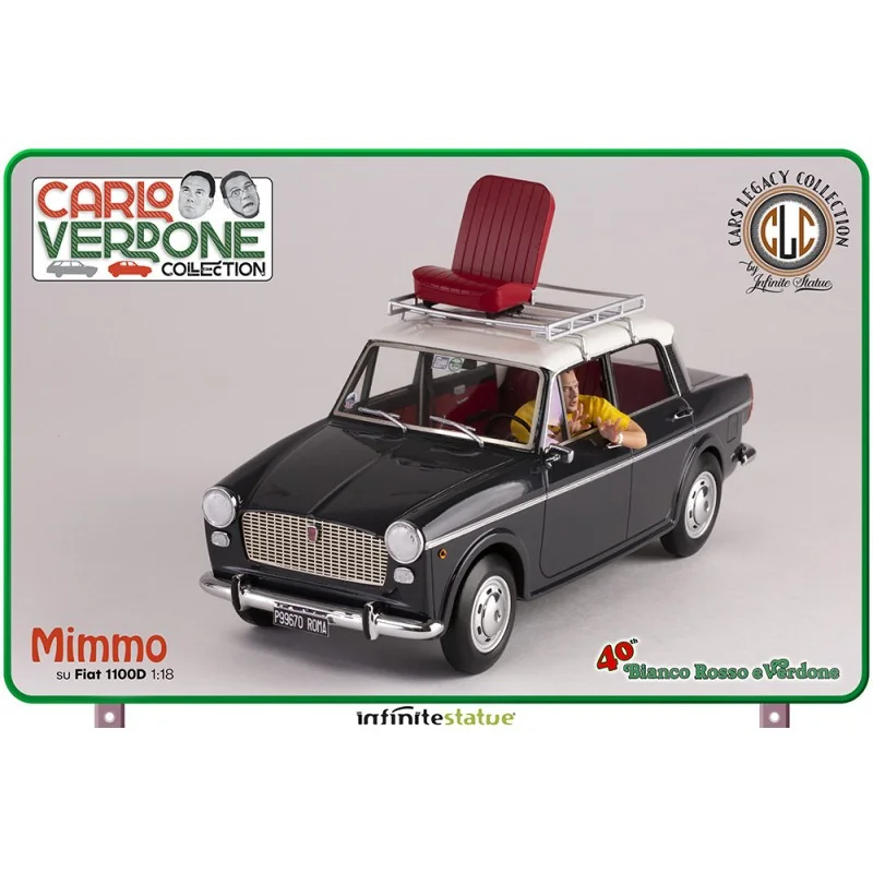 Soignée Création vitrine déco: Statuette Mimmo su fiat 1100 1/18 voiture en résine