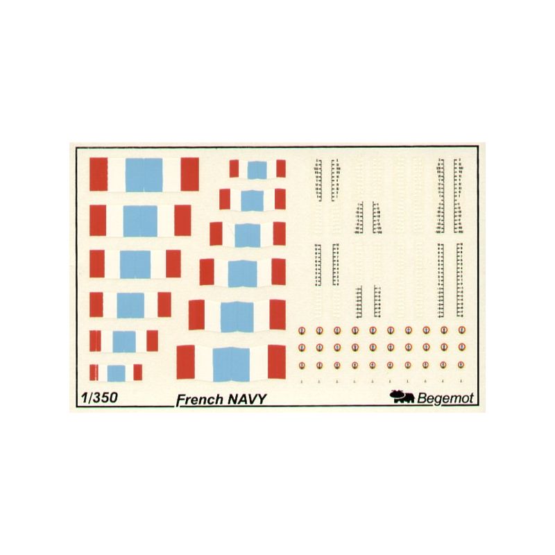 Modèle vitrine déco: Décalcomanie Réimprimé ! Drapeaux et marques de la marine française.