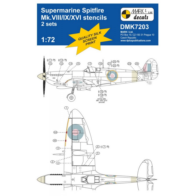 Design déco sympa: Décal Pochoirs Supermarine Spitfire Mk.VIIIMk.IXc/Mk.IXe/Mk.XVI, 2 setsun set générique