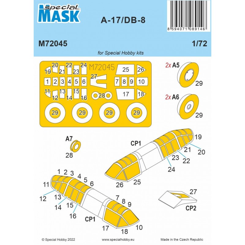 Miniature style rétro: Accessoire Douglas A-17/DB-8 MASK (designed to be used with Special Hobby kits)