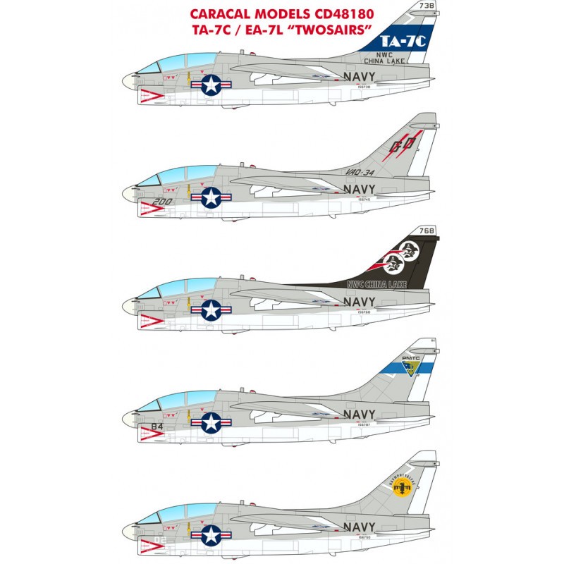 Pièce style pop: Décal US Navy Vought TA-7C / EA-7L 'Twosairs'Plusieurs options de marquage pour les corsaires biplaces US Navy TA-7C & EA-7L