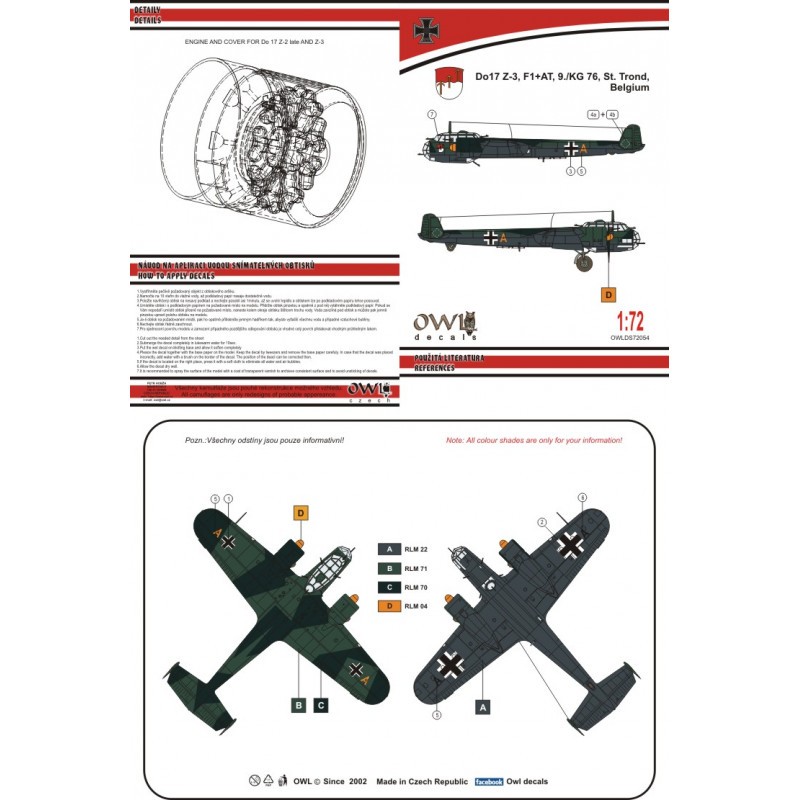 Collection pour cadeau: Décal Dornier Do-17Z-3 KG 76