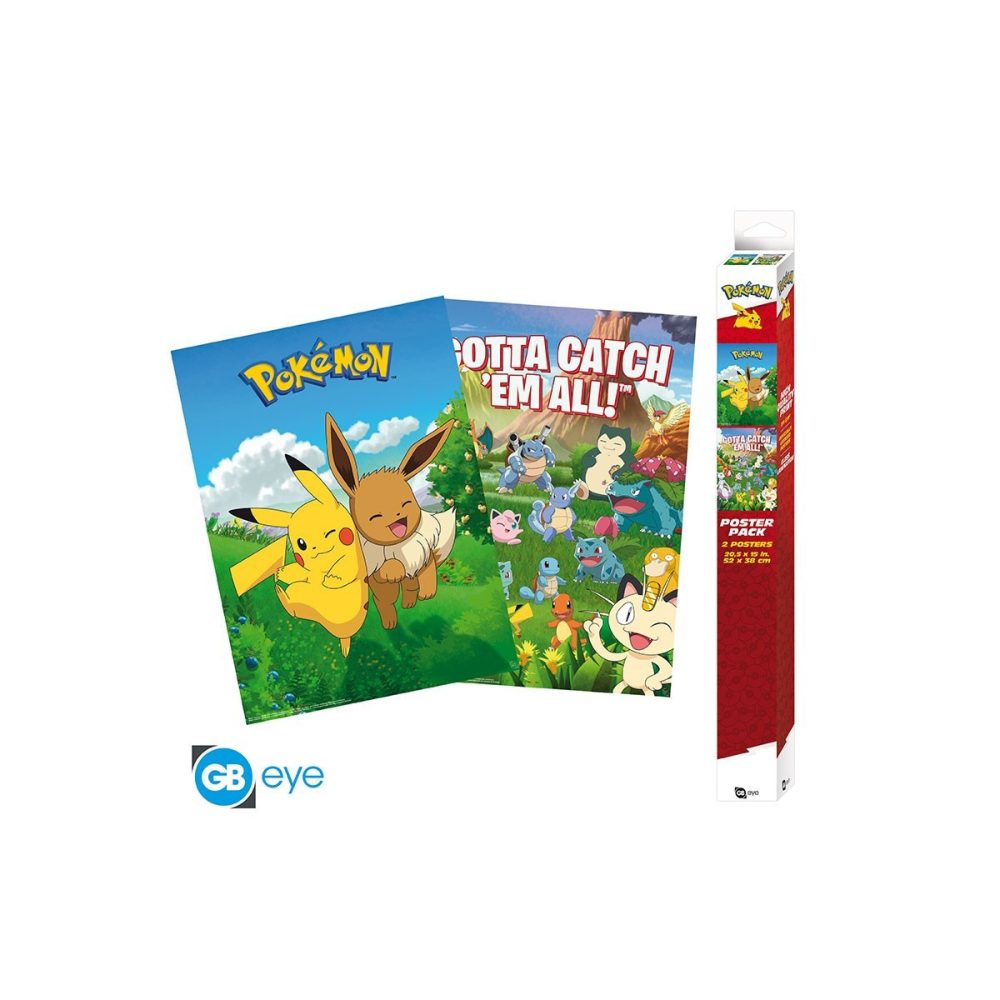 Détaillée Sélection: Set de 2 Posters Pokémon 52x35