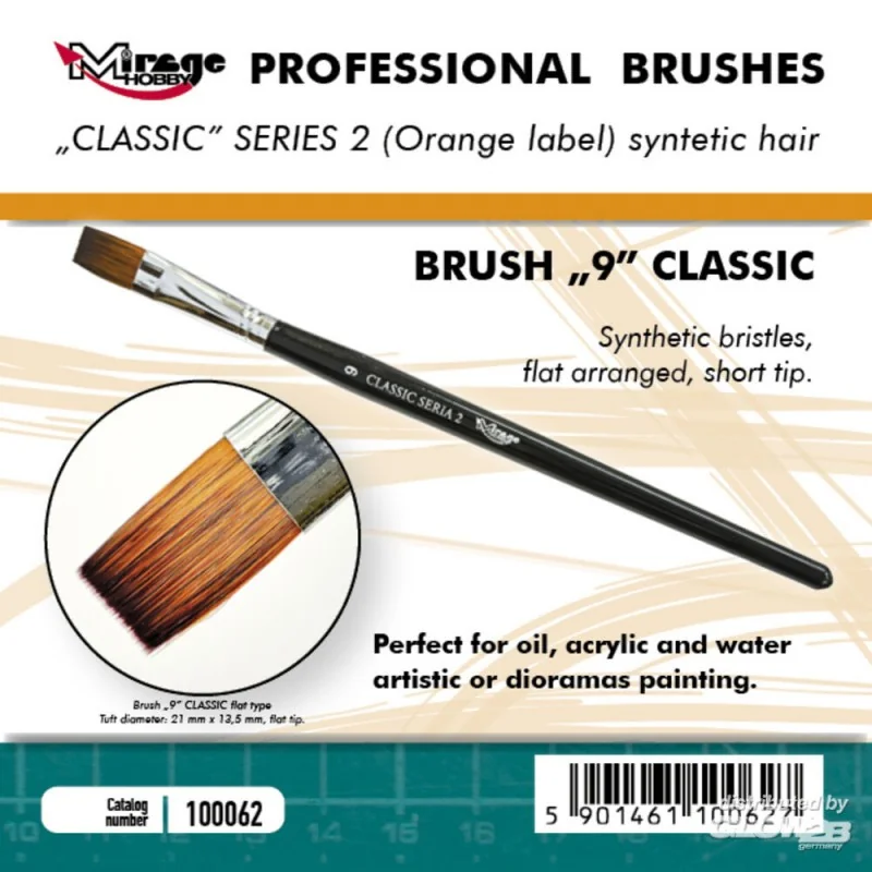 Sympa Figurine pour vitrine: Pinceau MIRAGE BROSSE PLATE HAUTE QUALITÉ SÉRIE CLASSIQUE 2 taille 9